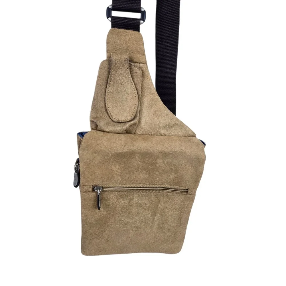 Travelon Micro Suede Organizer Sling Crossbody Bag w Matching Passport Wallet